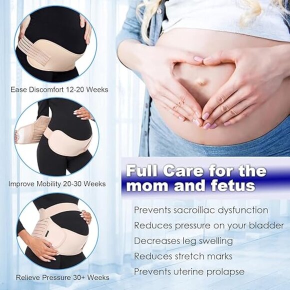 Maternity Belly Band – Beige XL Pregnancy & Postpartum Support Back/Hip/Pelvic - Picture 4 of 6